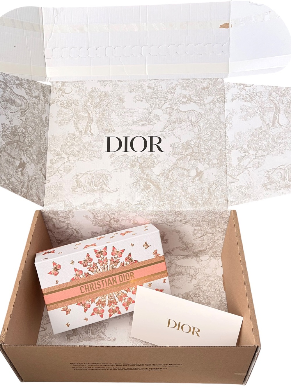 Dior White Box with Pink & Gold Butterfly Motif